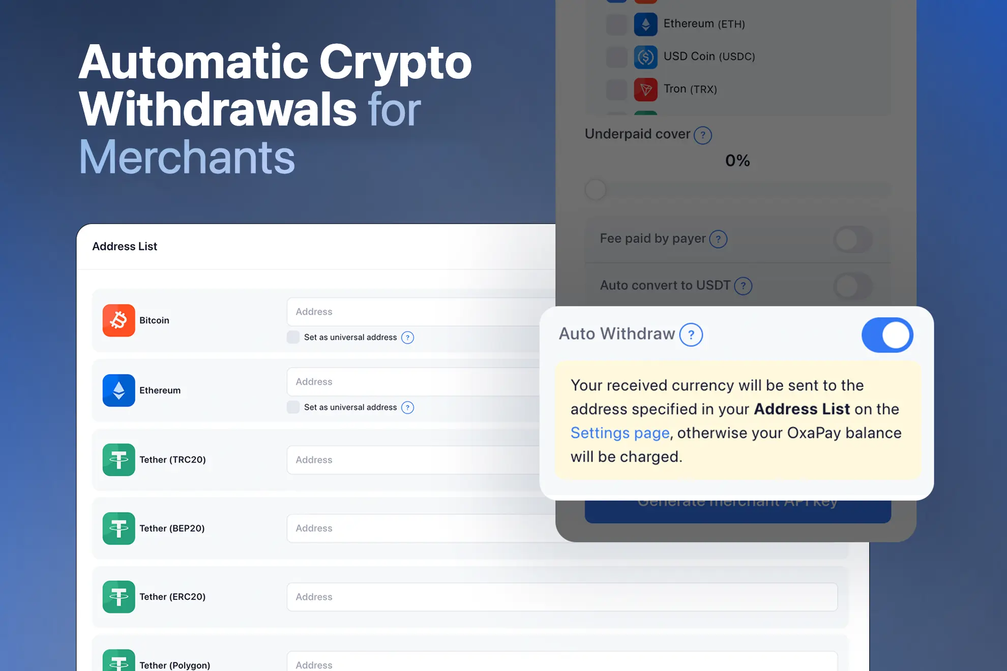 Automatic Crypto Withdrawals for Merchants