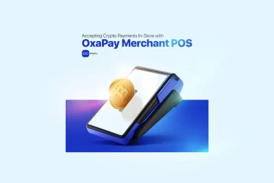 crypto POS system device with Bitcoin symbol for in-store payments