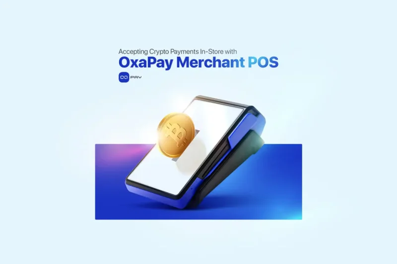 crypto POS system device with Bitcoin symbol for in-store payments