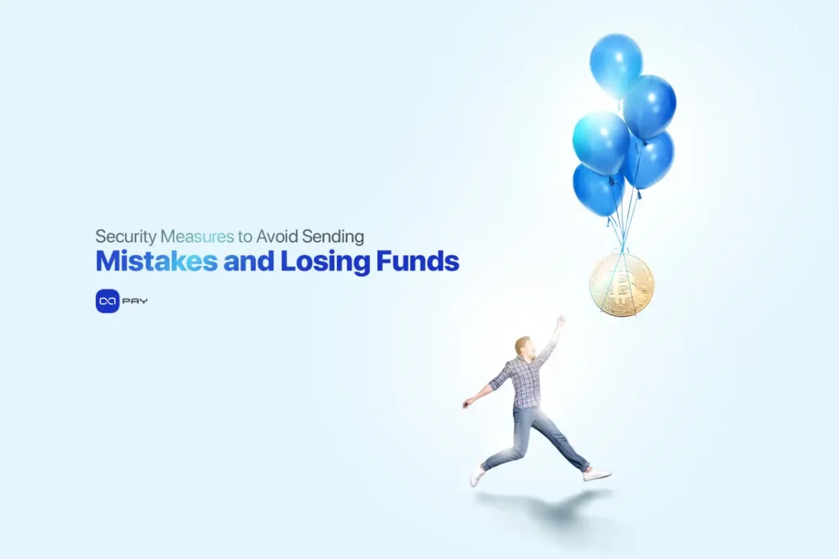 Avoid-Mistakes-and-Protect-Your-Crypto-Funds Man chasing Bitcoin tied to balloons floating away