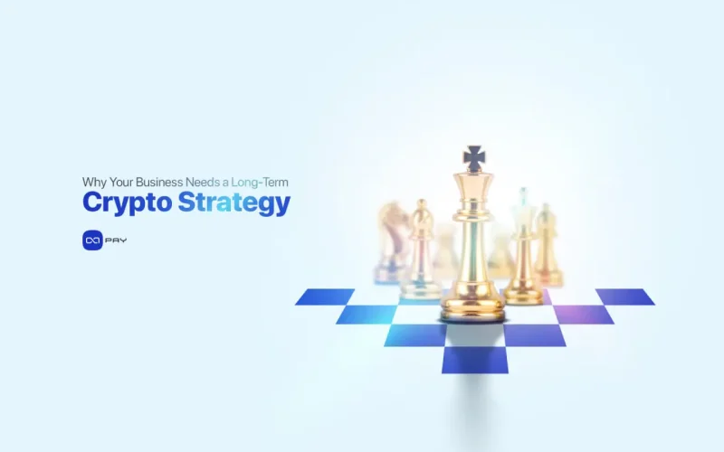 Strategic chess pieces highlighting the need for a long-term crypto strategy for businesses