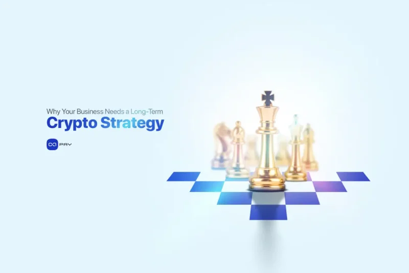 Strategic chess pieces highlighting the need for a long-term crypto strategy for businesses