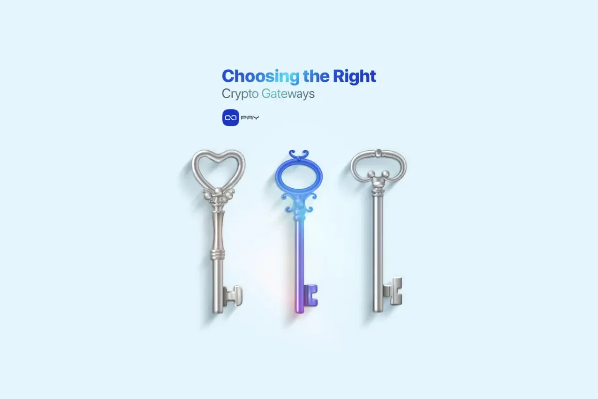 choosing-the-right-crypto-gateway Three antique keys representing different crypto gateway options for businesses.
