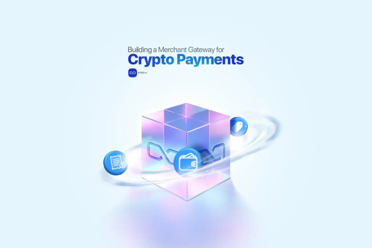 3D cube with wallet and invoice icons representing crypto merchant payment gateway infrastructure