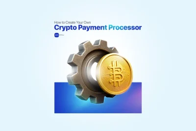 Guide to create crypto payment processor with Bitcoin and gear illustration