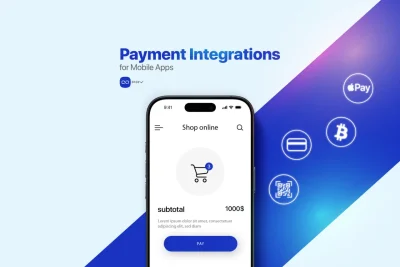 Mobile payment integration in apps with Apple Pay, crypto, cards, and QR options