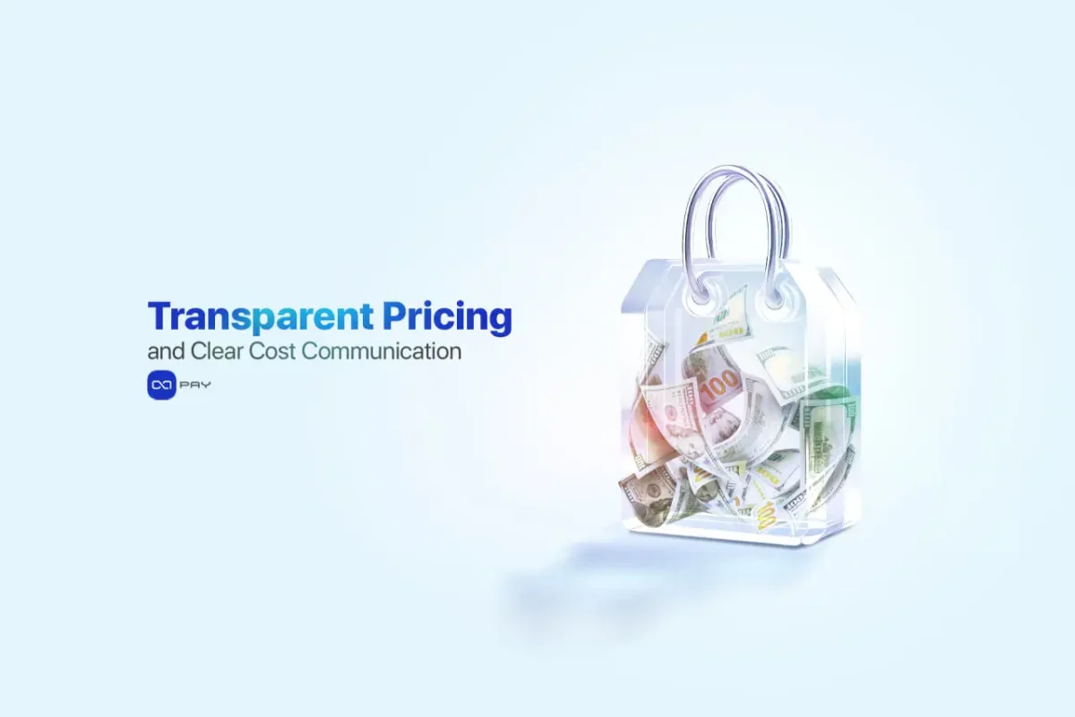 Transparent shopping bag full of cash representing clear pricing in WooCommerce optimization