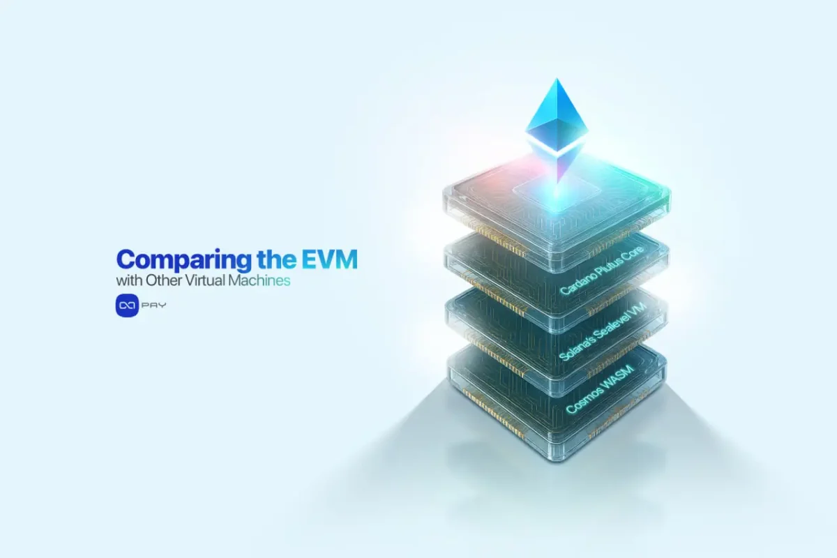 Ethereum logo above layered processors labeled with other virtual machines