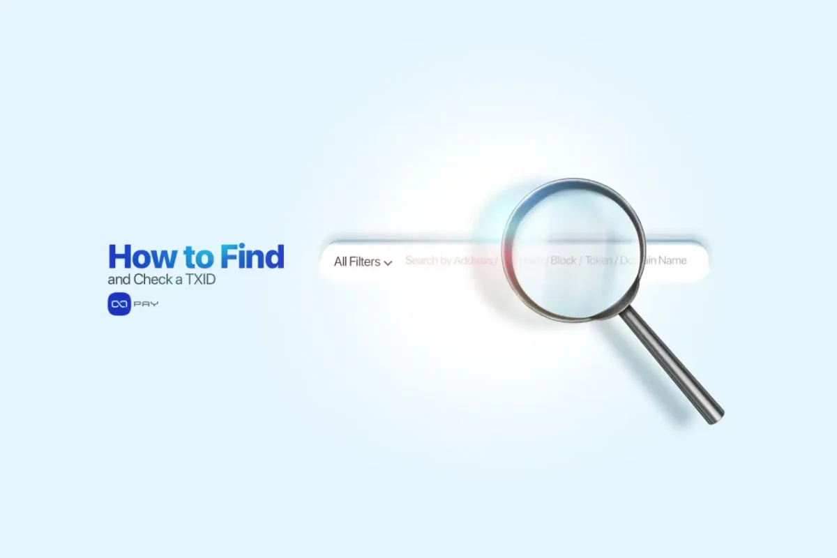 Finding-a-TXID Magnifying glass searching for a crypto Transaction ID