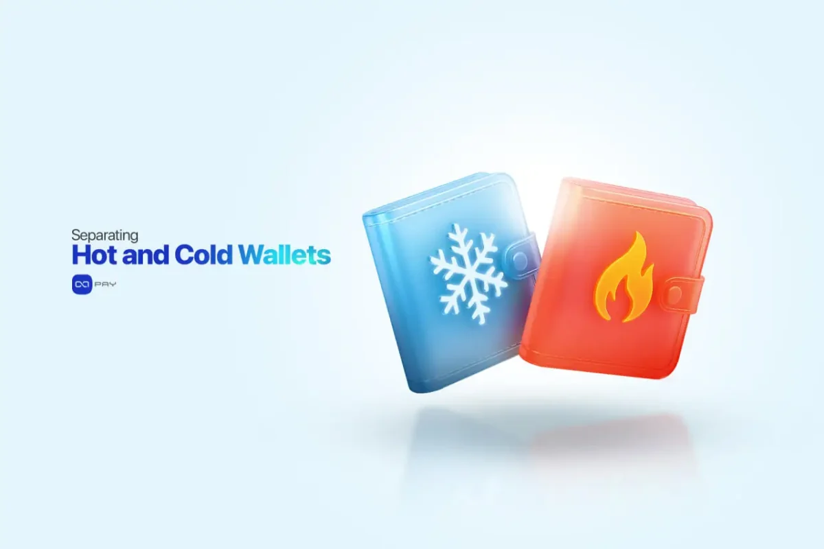 Hot-and-Cold-Wallets Visual of hot wallet and cold wallet icons with fire and snow symbols