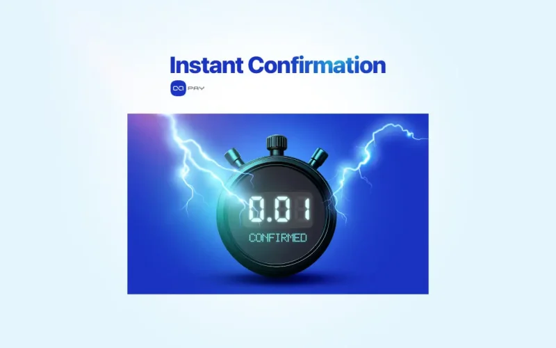 chronomètre affichant la confirmation de paiement instantanée avec effet éclair