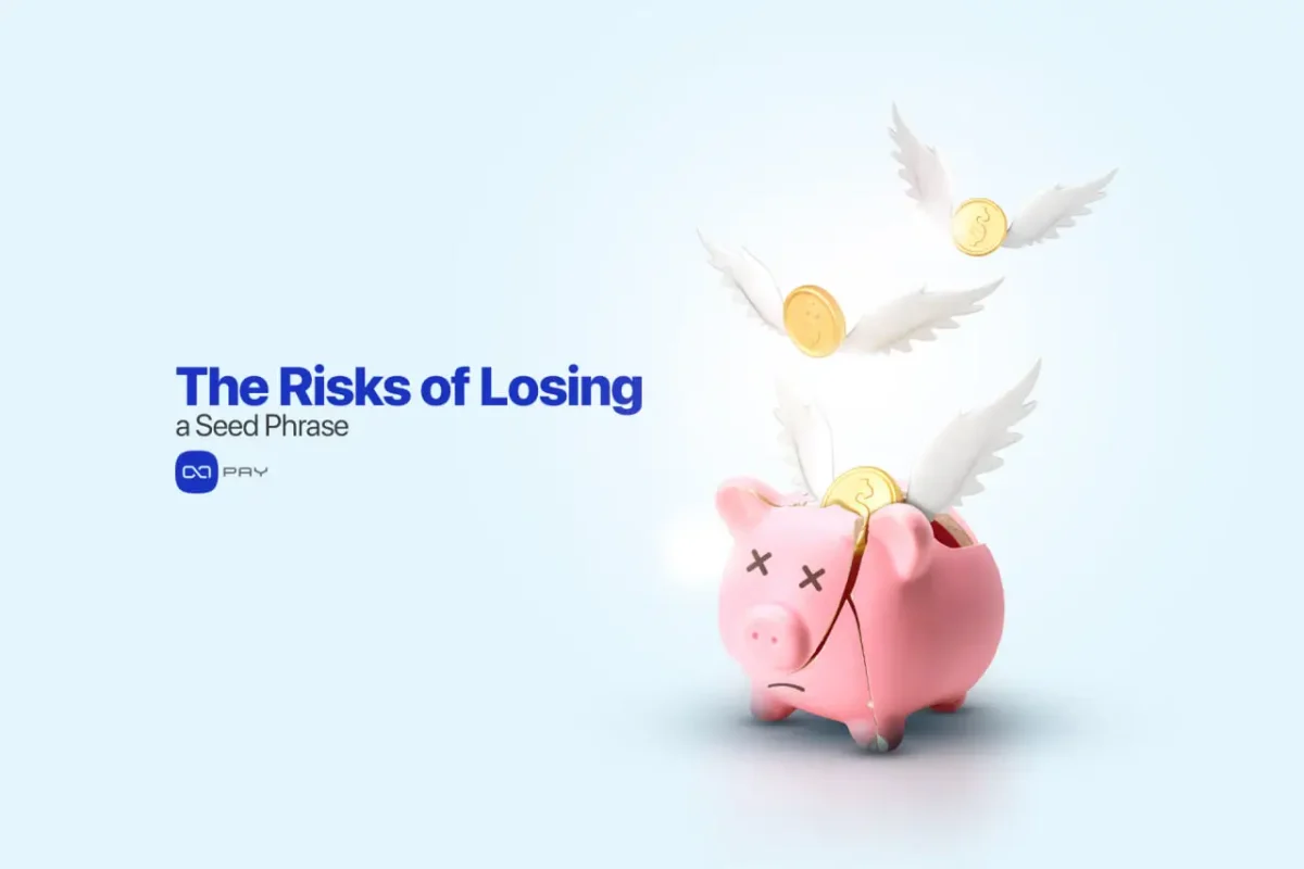 Risks-of-Losing-a-Seed-Phrase Broken piggy bank with coins flying away