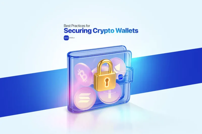 Illustration of a crypto wallet with security lock symbolizing safe digital payments