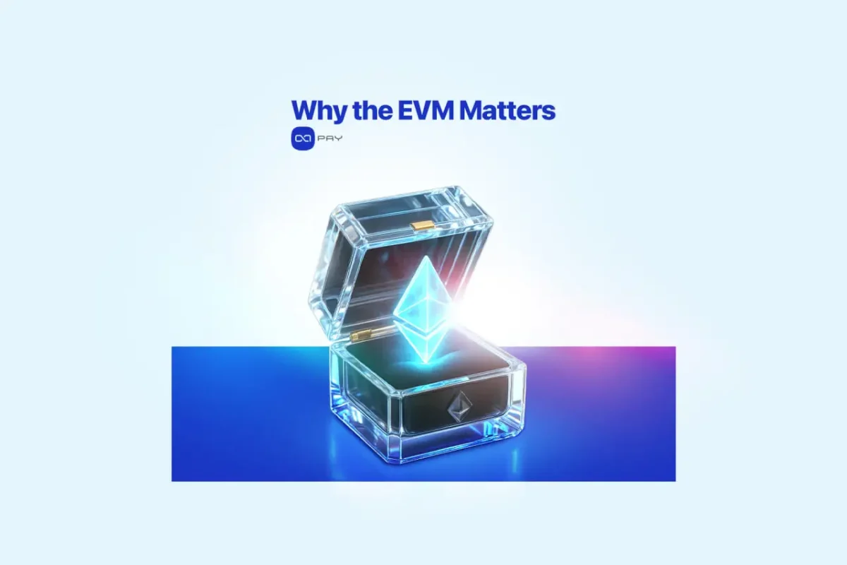 Ethereum logo inside a transparent glass box, representing the value of the EVM