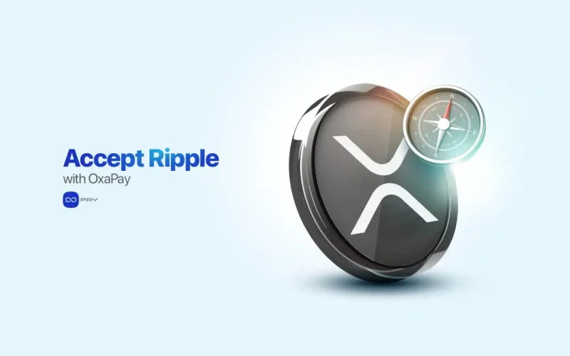 Ripple XRP coin and compass symbol representing global direction in OxaPay payment gateway