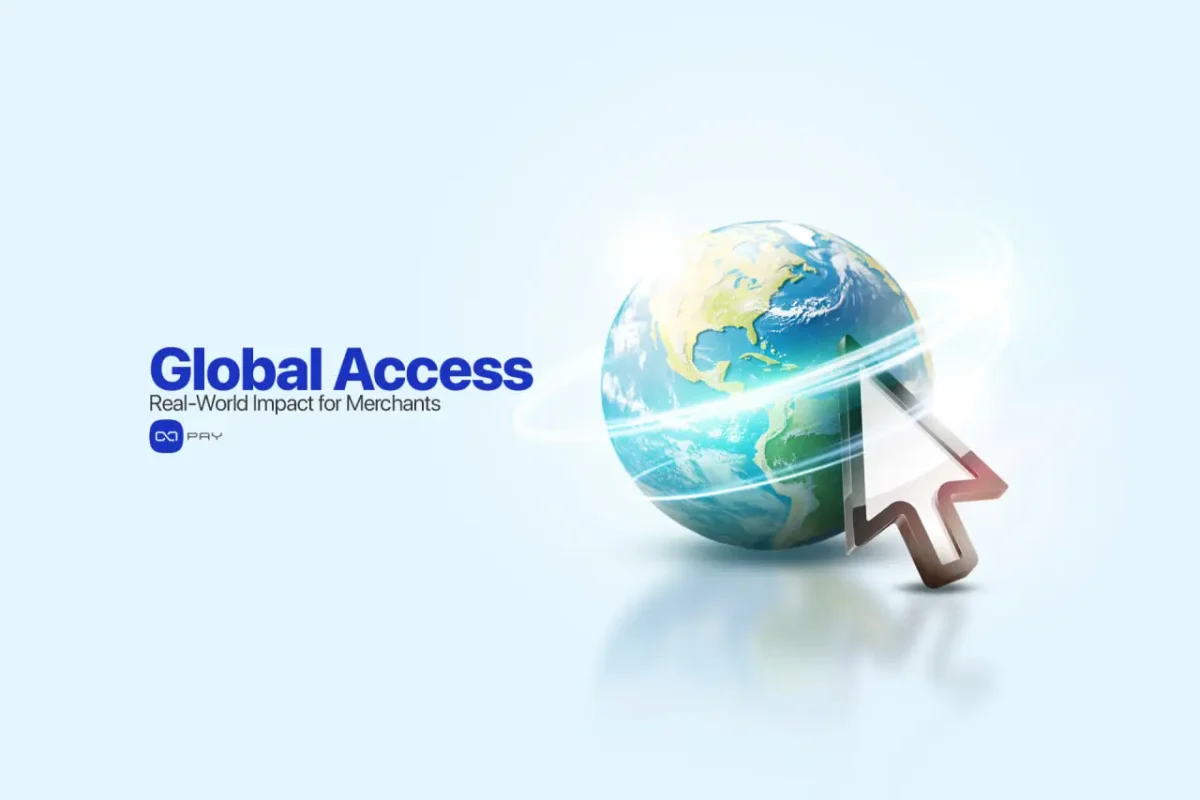 Global-Access-Through-Blockchain-Consensus 3D illustration of Earth with a digital cursor symbolizing global crypto payment access.