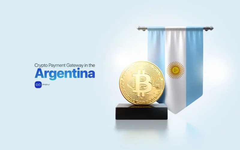 Bitcoin with the Argentina flag representing a crypto payment gateway for Argentinian businesses