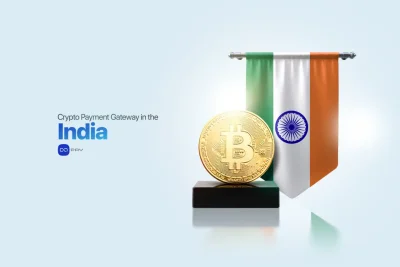 India crypto payment gateway illustration with Bitcoin and Indian flag