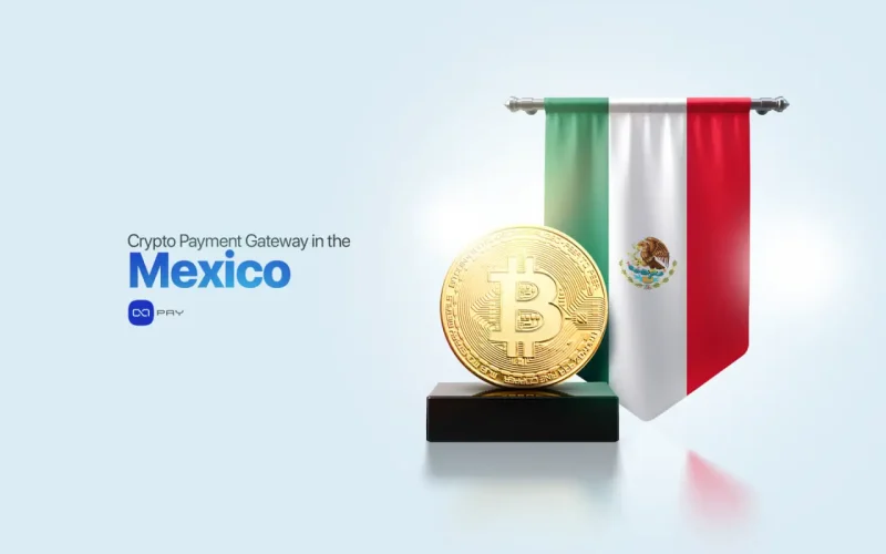 Bitcoin placed beside the Mexico flag representing a crypto payment gateway for Mexican businesses