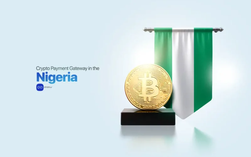 Bitcoin with the Nigeria flag representing a crypto payment gateway.