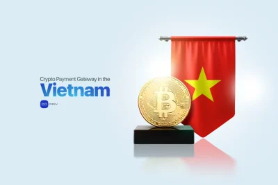Bitcoin next to the Vietnam flag representing a crypto payment gateway for Vietnamese businesses