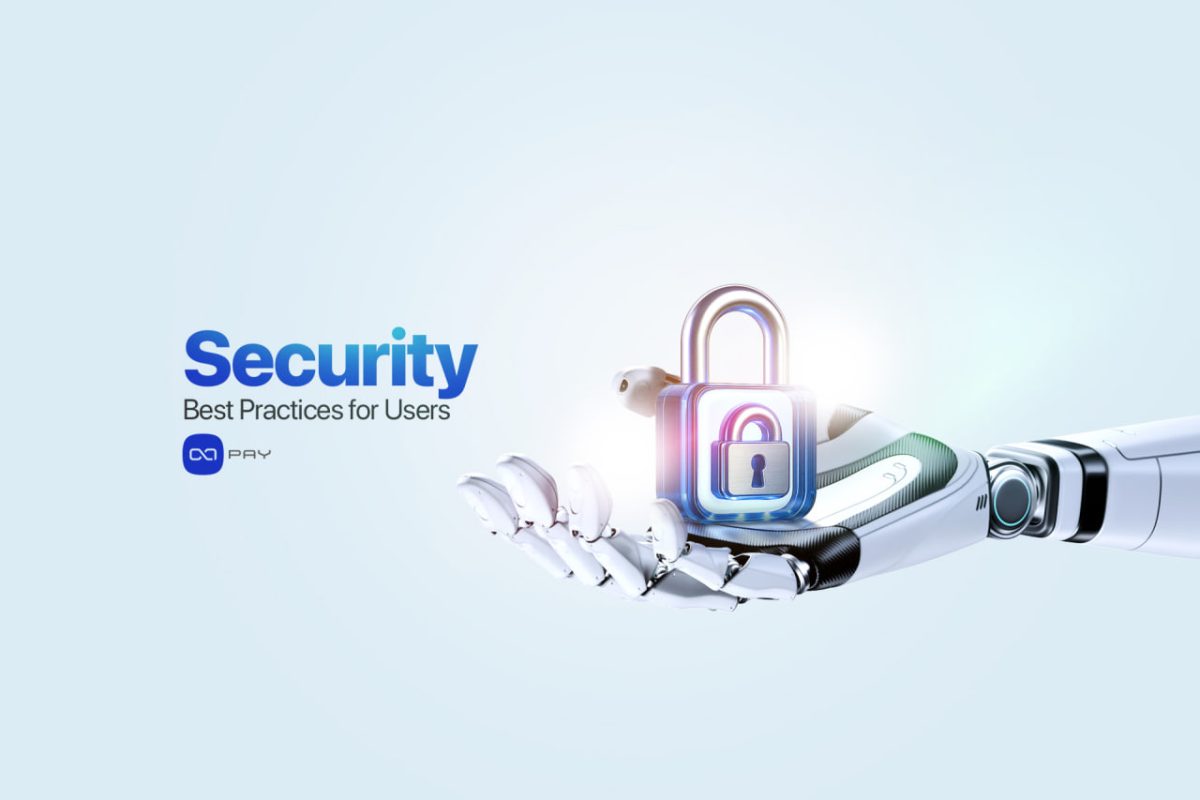 OxaPay Security Best Practices Robotic hand holding a digital padlock representing OxaPay security best practices