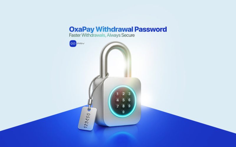 Цифровой замок, представляющий функцию пароля вывода средств OxaPay для более быстрого и безопасного вывода криптовалюты