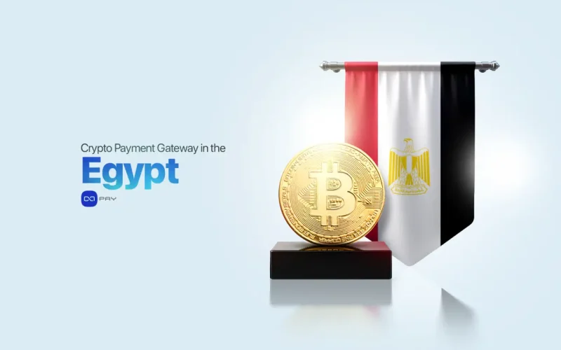 Crypto payment gateway in Egypt showing Bitcoin coin with Egyptian flag, representing secure and borderless crypto payments for Egyptian businesses.