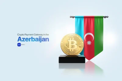 Crypto Payment Gateway in Azerbaijan showing a Bitcoin symbol beside the Azerbaijani flag, representing secure digital payments.