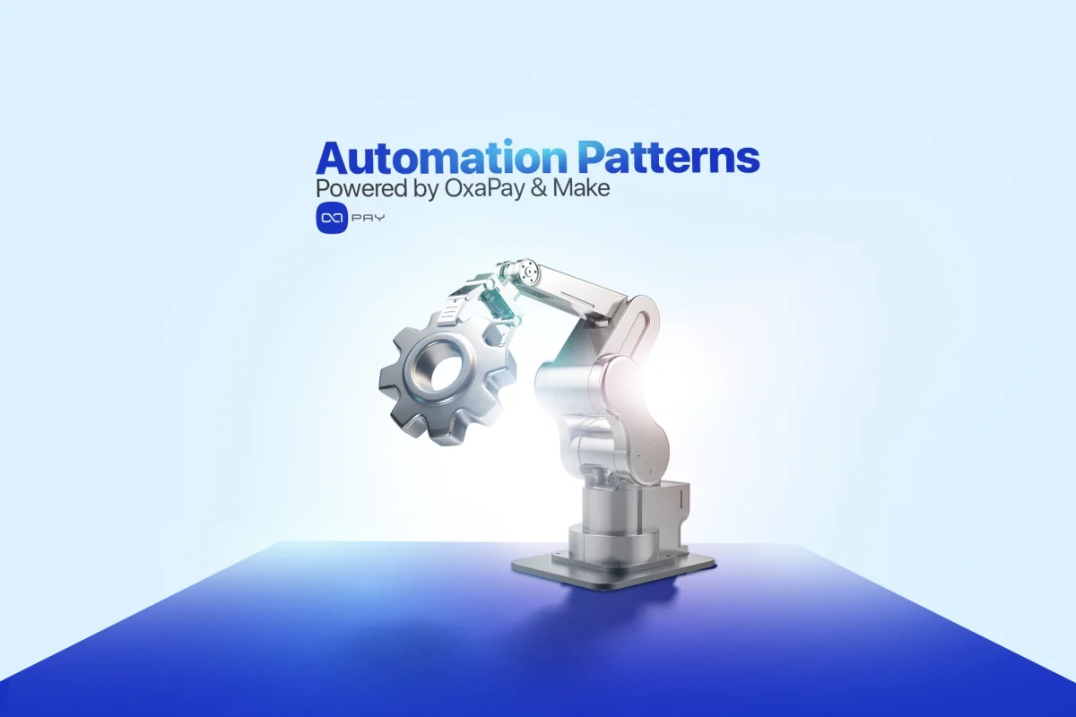 Robotic arm symbolizing automated crypto payment workflows
