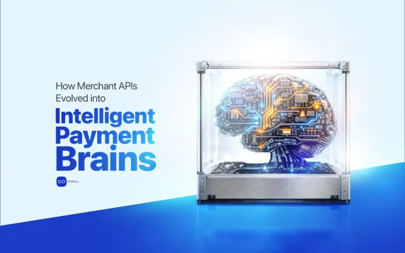 Visual representation of intelligent payment systems using merchant APIs for crypto payments.
