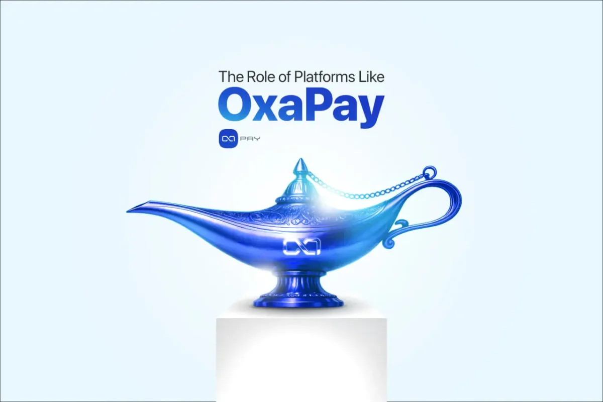 A glowing blue genie lamp symbolizing the magic of OxaPay’s seamless payment solutions