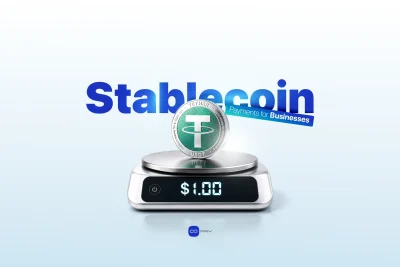 Stablecoin payments for businesses with USDT price stability illustration