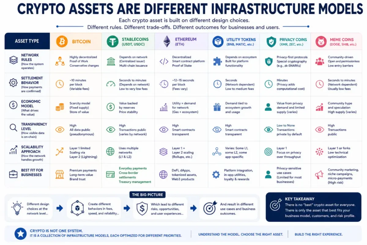 Crypto assets as different infrastructure models