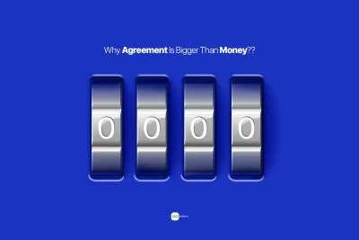 Conceptual blockchain illustration showing agreement as the core idea of distributed systems, with four metallic nodes representing consensus instead of money.