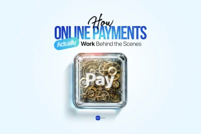 Visualization of online payment infrastructure and transaction processing behind the scenes