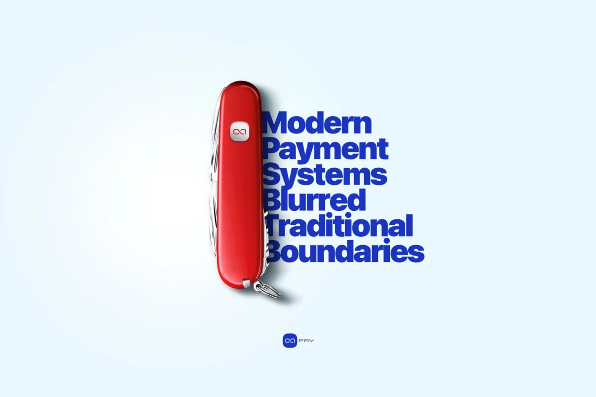 Swiss knife style visual representing unified modern payment systems and abstraction of financial layers
