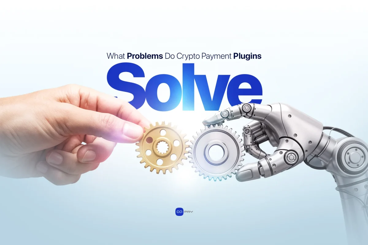 Illustration of crypto payment plugins automating payment processing and reducing manual work