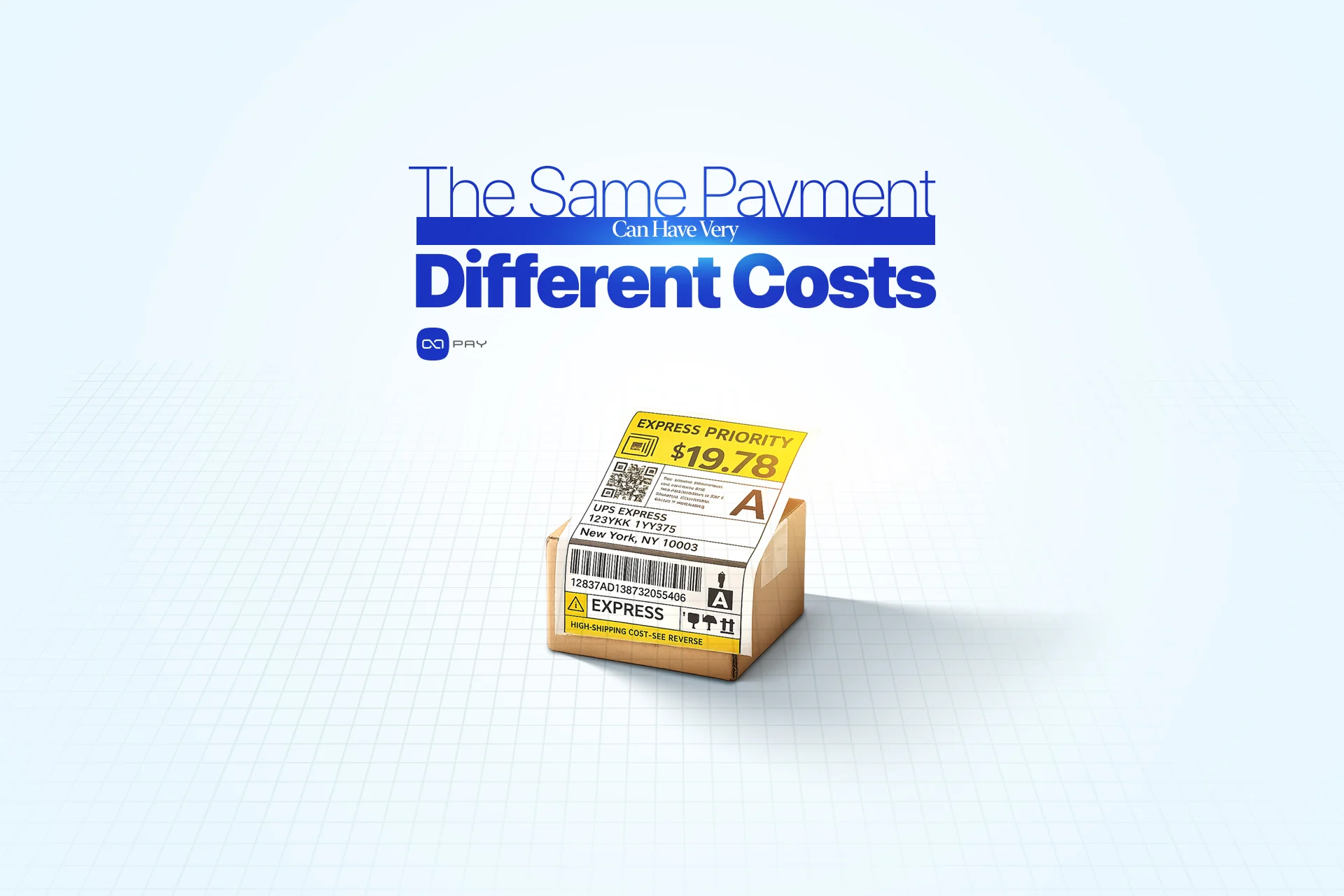 Illustration showing how identical blockchain payments can result in different transaction costs across networks