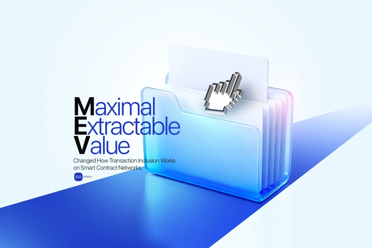 Digital folder labeled MEV with cursor icon and blockchain-style design
